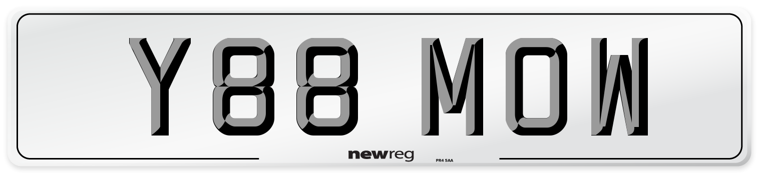 Y88 MOW Number Plate from New Reg